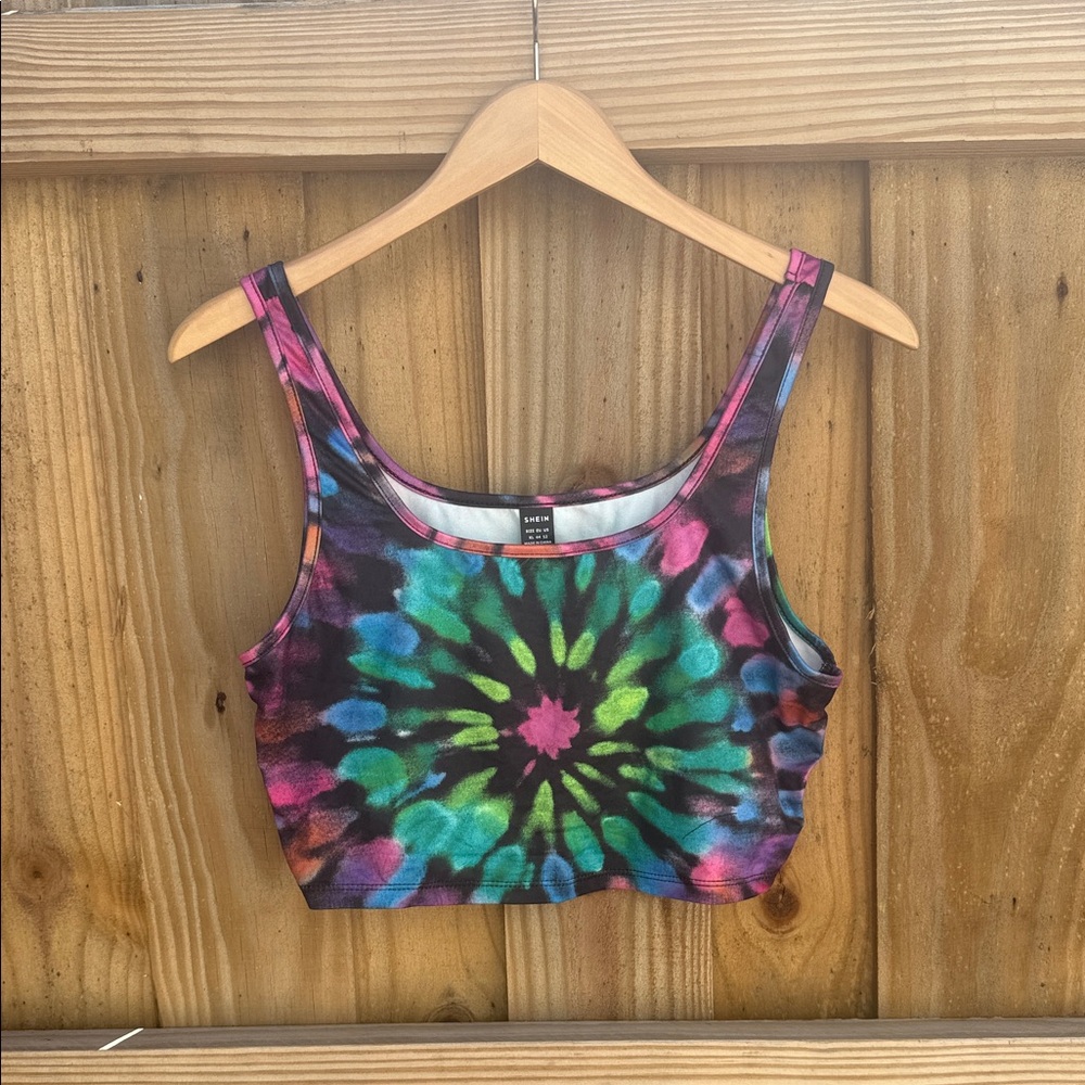 SHEIN Multicolor Tie-Dye Crop Top